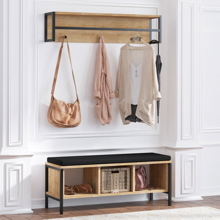 Hanah Home Shana Recibidor con Estante de Pared Roble y Negro